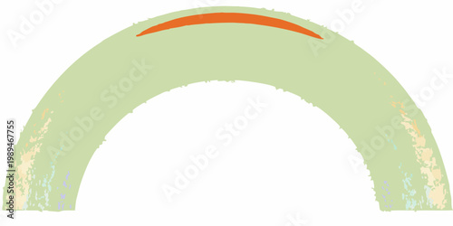 Abstract arch shape with a textured green and orange color scheme