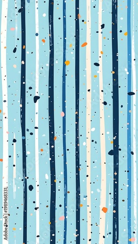 Vertical brush strokes with speckled pattern in cool tones