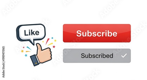Like Subscribe Buttons Social Media Interface Thumbs Up Hand Vector Illustration