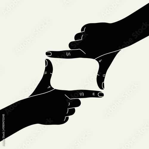 Quadro su tela Hands Making Frame Gesture Photography Composition Concept Silhouette Vector Ill