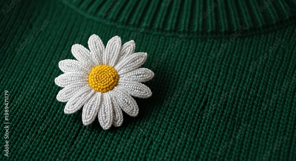 Fototapeta premium White Daisy Flower on Green Baseball Cap.