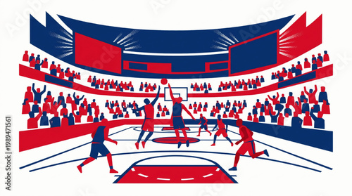 Basketball players in action during a competitive game.