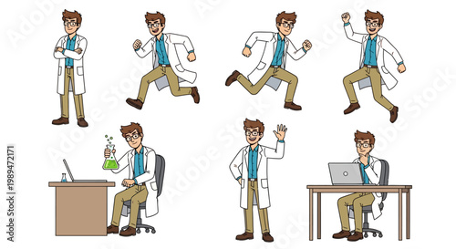 Scientist Character Poses Collection.