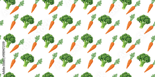 broccoli and carrot seamless pattern