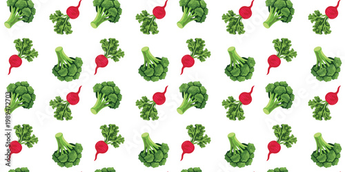 fresh green and red veggie repeat background broccoli radish