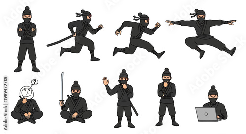 Collection of Ninja Poses and Actions.