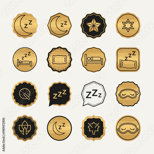 Collection of Sleep and Rest Related Icons and Symbols.