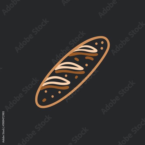 Minimalist vector graphic of a bold baguette illustration