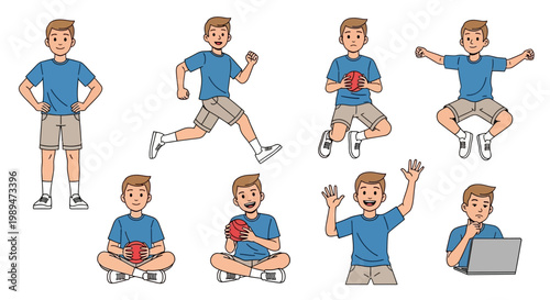 Collection of Diverse Activities Performed by a Young Man.