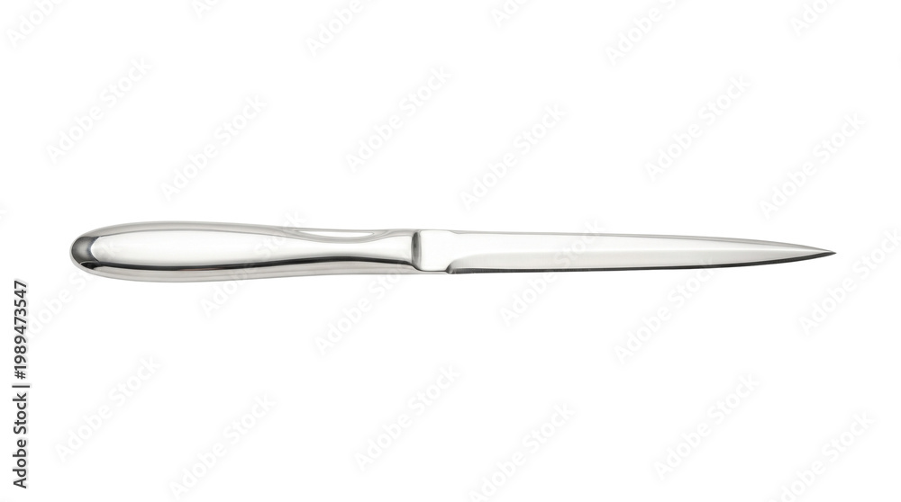 Fototapeta premium Shiny silver letter opener on transparent background, sleek design for office and home use