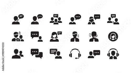 Communication and conversation icons diverse representations of dialogue and interaction