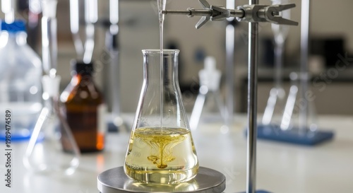 Liquid titration experiment in a laboratory setting