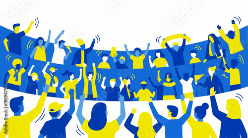 Crowd of cheering fans celebrating a victory.