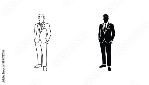 Formal businessman in suit icon for corporate and professional identity design