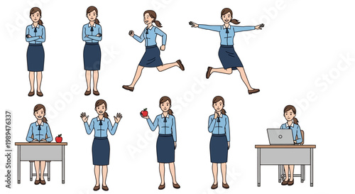 Collection of Businesswoman Poses and Actions.