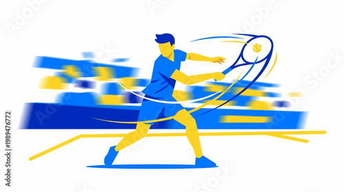 Man playing tennis with dynamic motion blur effect.