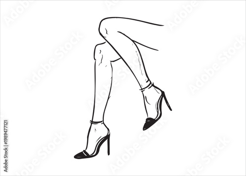 Woman legs in high heels isolated on white background