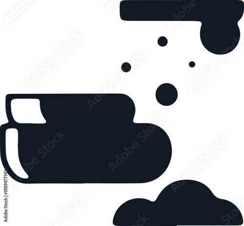 Soap bubbles and cleaning foam in cup vector illustration.