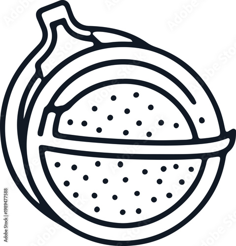 Fig icon, outline illustration of exotic fruit, healthy food and natural produce.