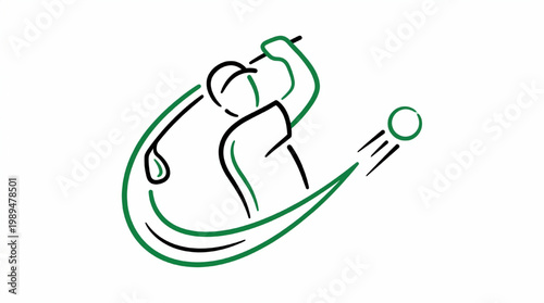 Golfer Swinging Club Hitting Ball Dynamic Motion Graphic.