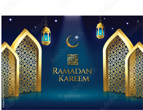 Ramadan Kareem Overlay Collection Featuring Golden Arches, Lanterns, Crescent Moon, and Arabic Calligraphy for Festive Islamic Designs, Holiday Greetings, and Modern Creative Graphics