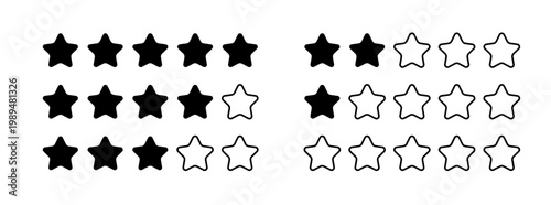 Data Visualization Rating Star Overlay Collection Featuring Filled and Outlined Icons for Comparison, Performance Tracking, Reviews, and Modern Creative Graphics