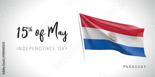 Paraguay independence day vector banner, greeting card.