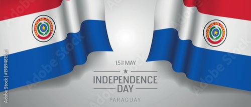 Paraguay happy independence day greeting card, banner with template text vector illustration