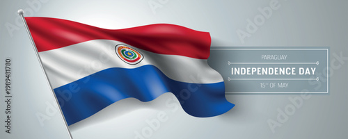 Paraguay happy independence day greeting card, banner vector illustration