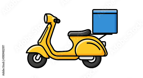 Urban Delivery Scooter Icon with Box