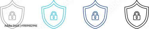 Shield icons with lock symbols representing security protection data safety security protection cybersecurity confidential shielded