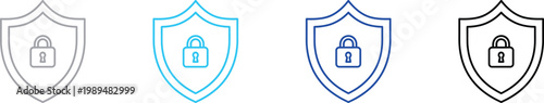 Security shield icons with padlock and lockhole graphic elements security protection illustration protected information guarantee