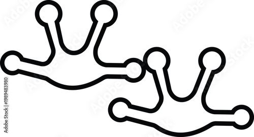 Wood frog paw footprint icon set collection group, amphibian frog track footprint symbol vector pack, wildlife animal mark, flat and line style black icons isolated on transparent background