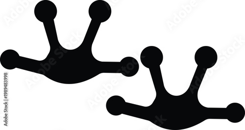 Wood frog paw footprint icon set collection group, amphibian frog track footprint symbol vector pack, wildlife animal mark, flat and line style black icons isolated on transparent background