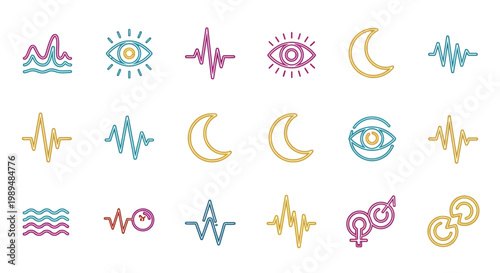 Colorful symbolic icons and signs.