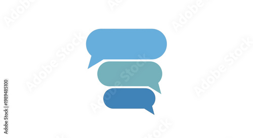Blue speech bubbles in stack.