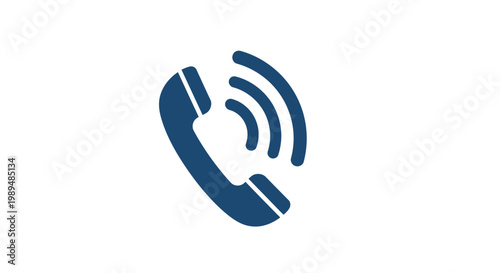 Blue Telephone Receiver with Signal.