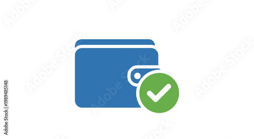 Blue Wallet With Green Check Mark.