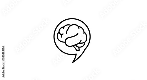 Brain Inside Speech Bubble Icon.