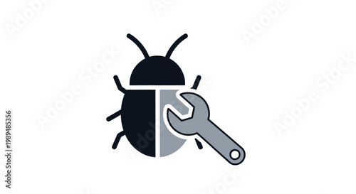 Bug with wrench icon symbol.