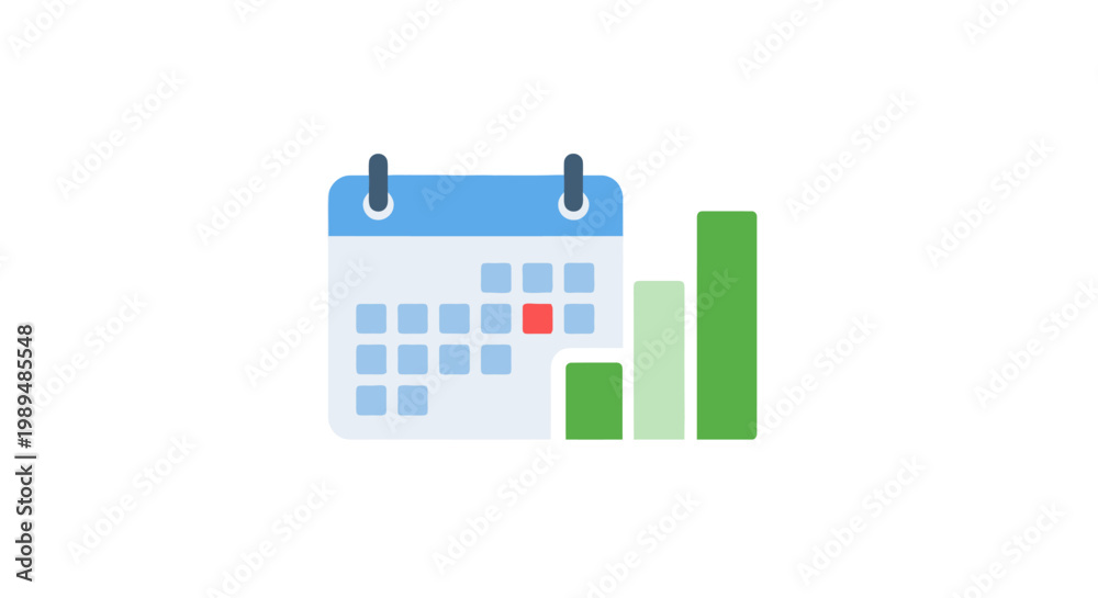 Fototapeta premium Calendar with Bar Graph Illustration.