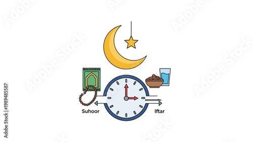 Crescent Moon and Clock with Accessories.
