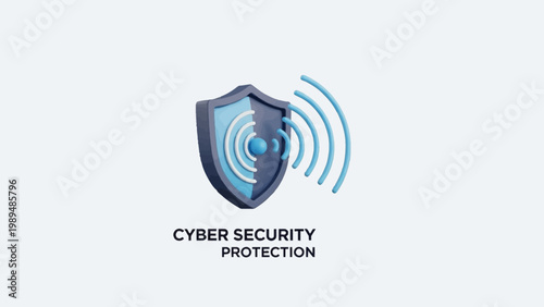 Cyber Security Protection Shield Icon.