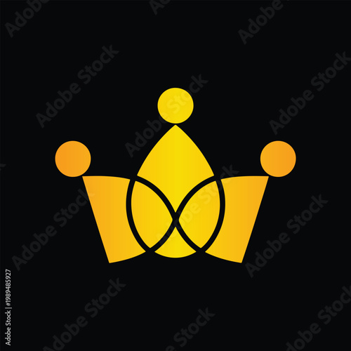Luxury Gold Crown Vector Icon Royal Symbol Elegant King Queen Design EPS