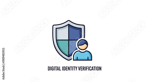 Digital Identity Verification Shield Protection Icon.
