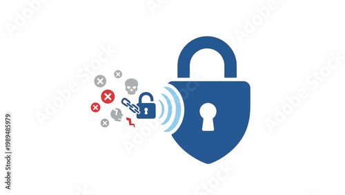 Digital Security Lock Icon Protecting Data.