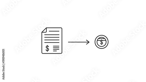 Document with Dollar Sign Turning into Coin.
