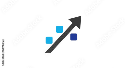 Foto Black Arrow Pointing Upward with Squares.