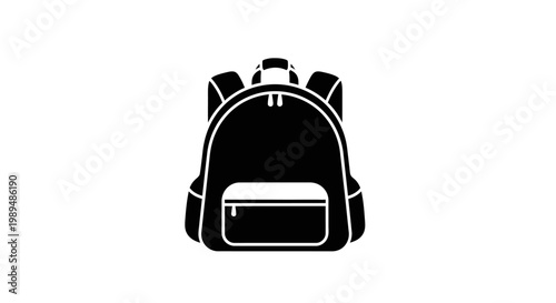 Black backpack with white outline details.