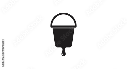 Black Bucket Icon with Handle and Tap.